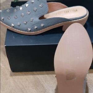Mi.iM Silver Studded Leather Slip-On Mule